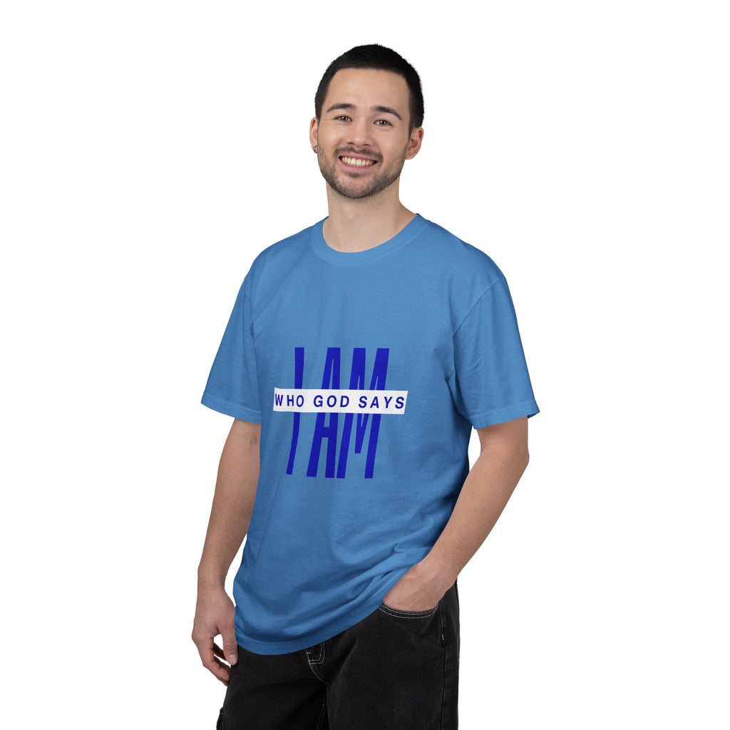I AM Who God Says I Am T-Shirt | Royal Blue, White