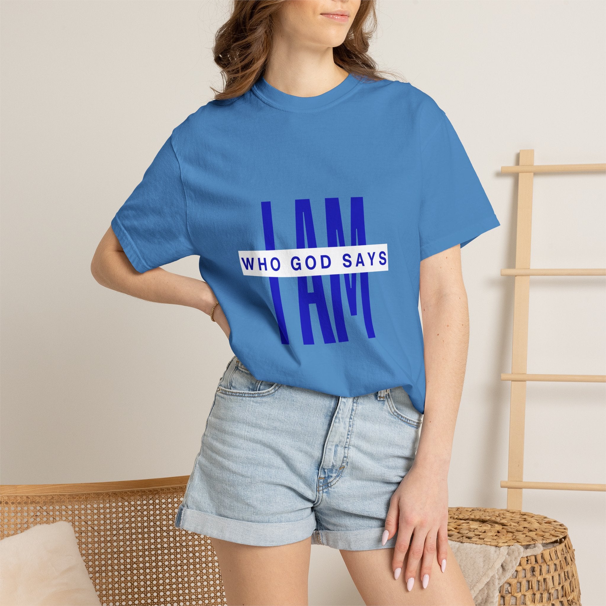I AM Who God Says I Am T-Shirt | Royal Blue, White