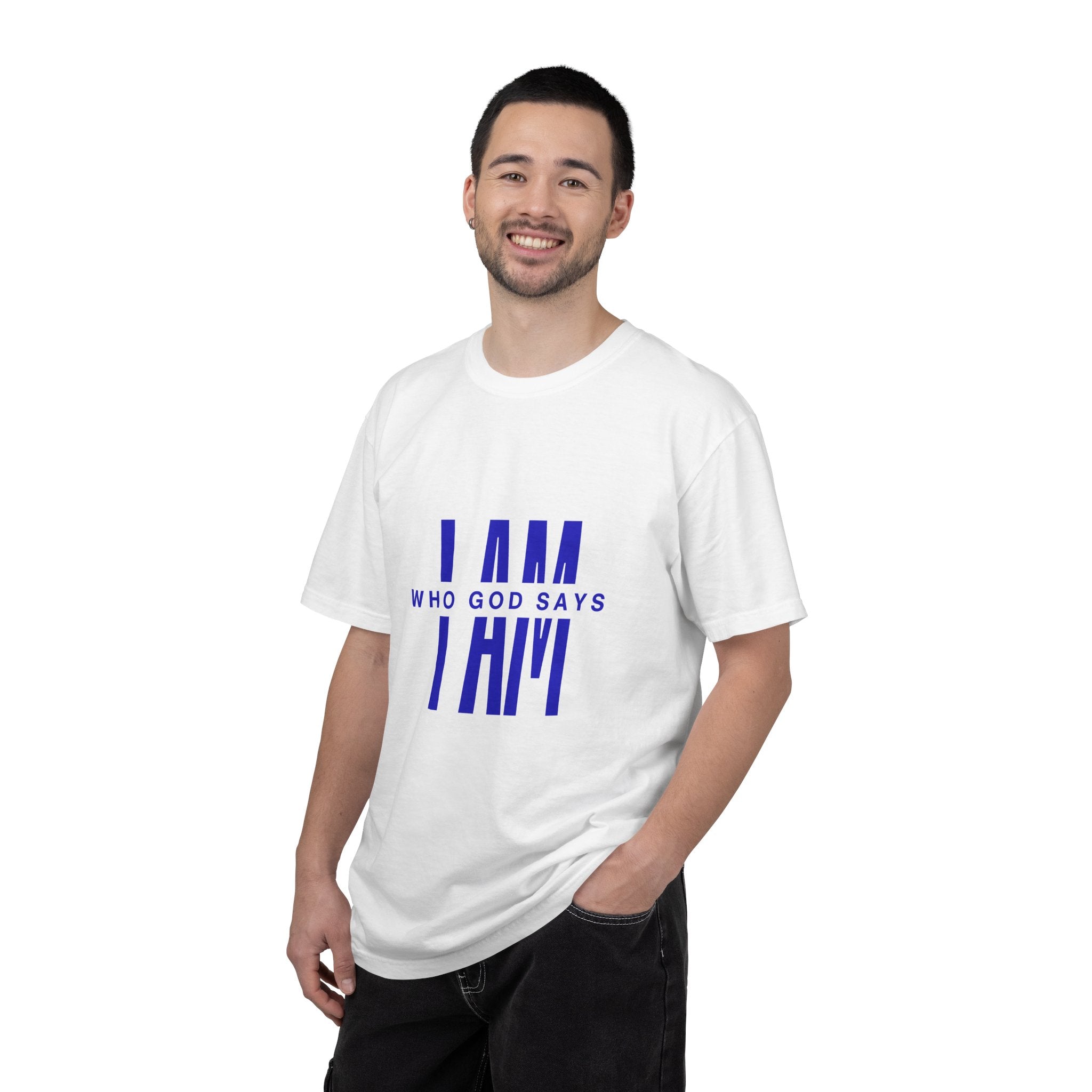 I AM Who God Says I Am T-Shirt | Royal Blue, White