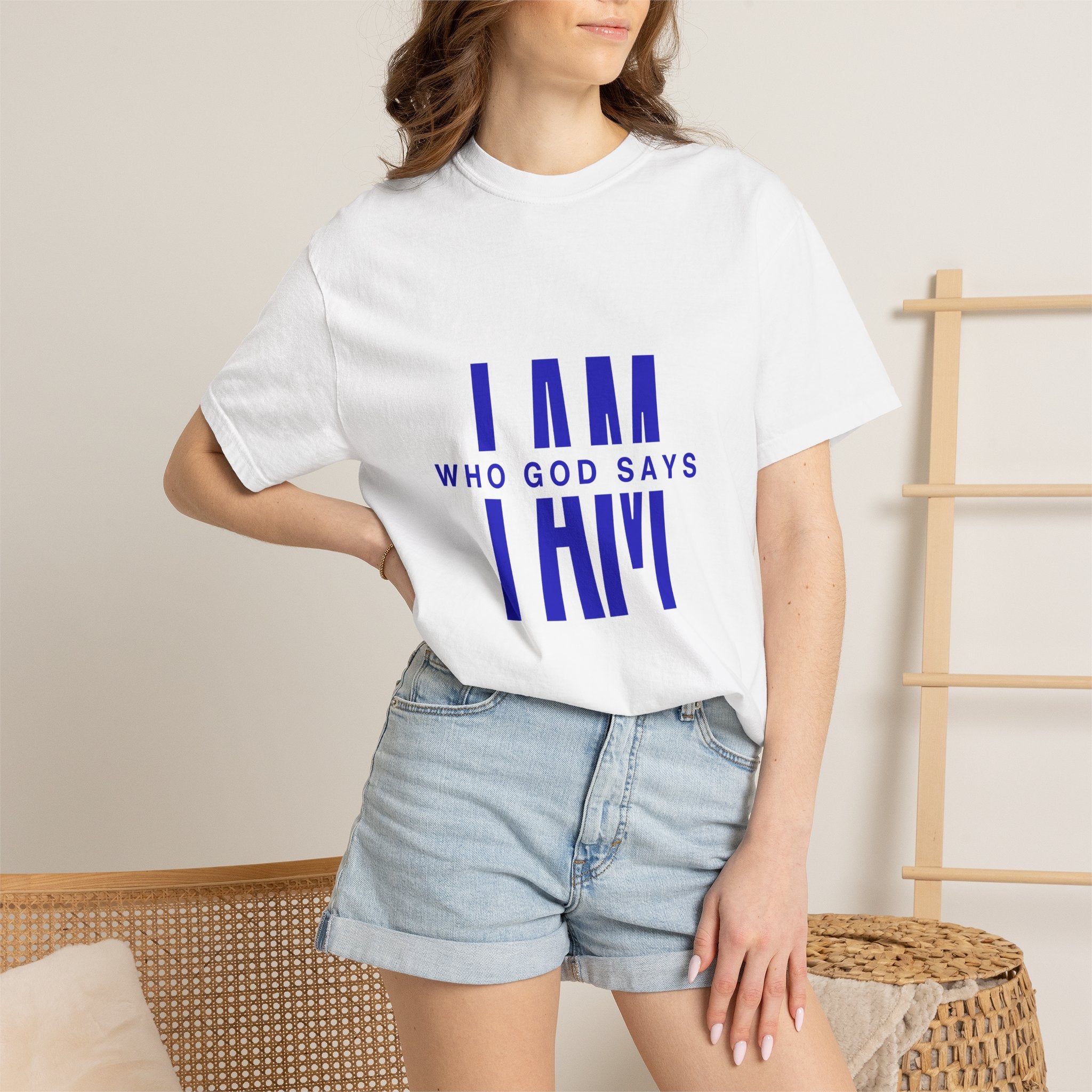 I AM Who God Says I Am T-Shirt | Royal Blue, White