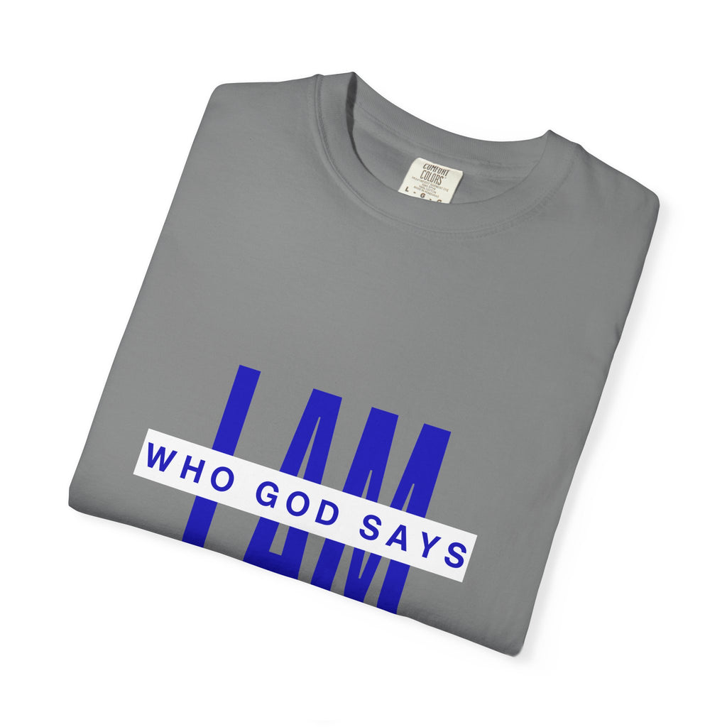 I AM Who God Says I Am T-Shirt | Royal Blue, White