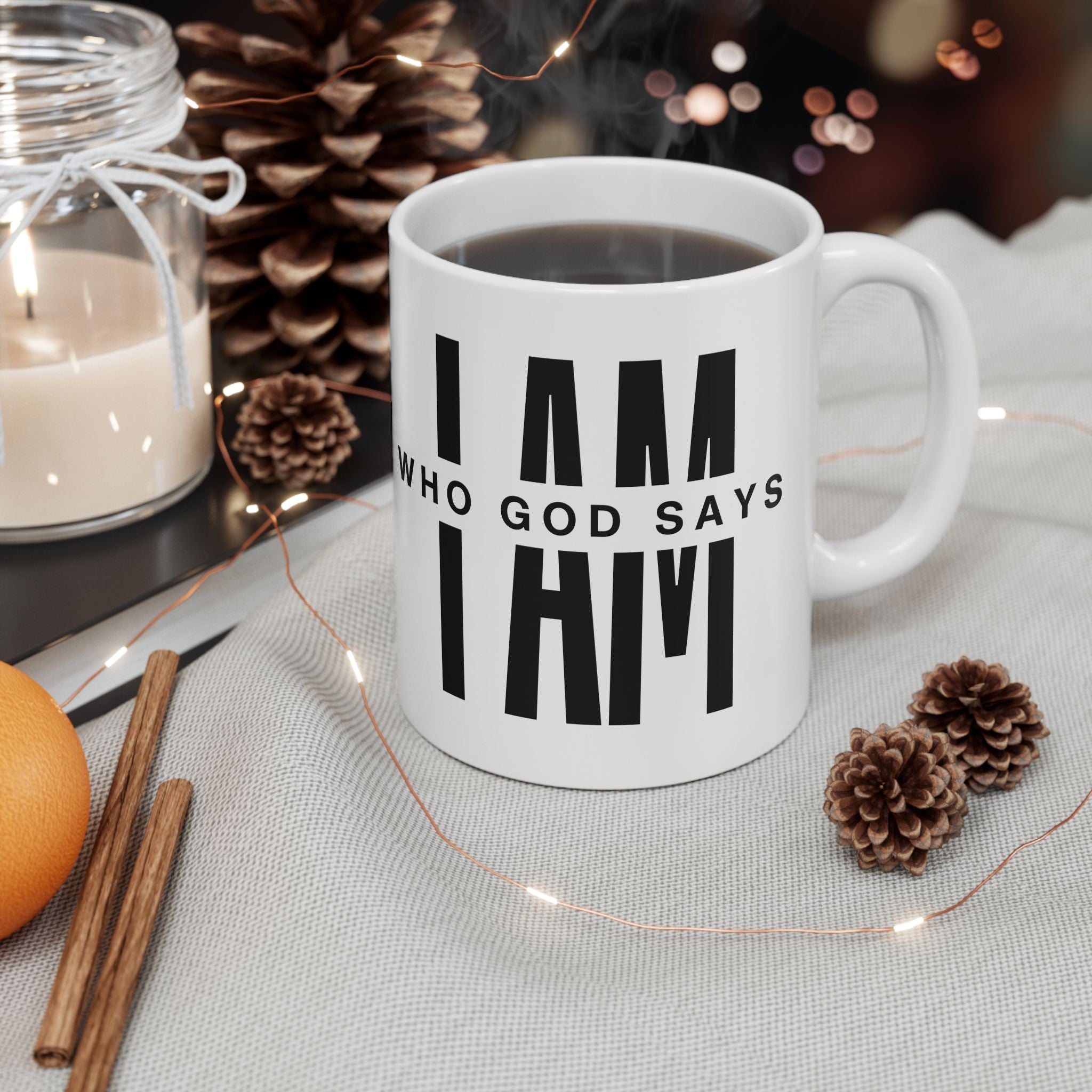 Who God Says I AM Mug | Black and White