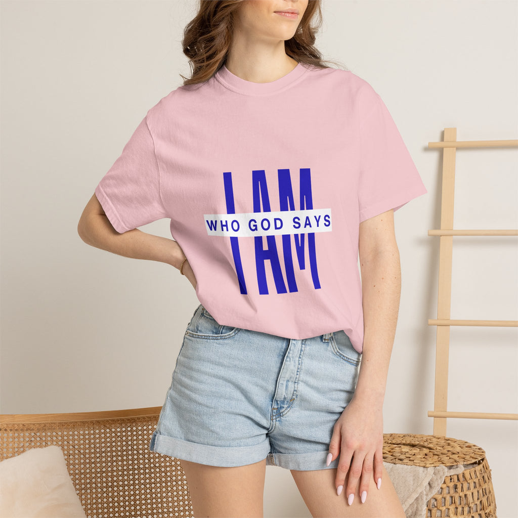 I AM Who God Says I Am T-Shirt | Royal Blue, White