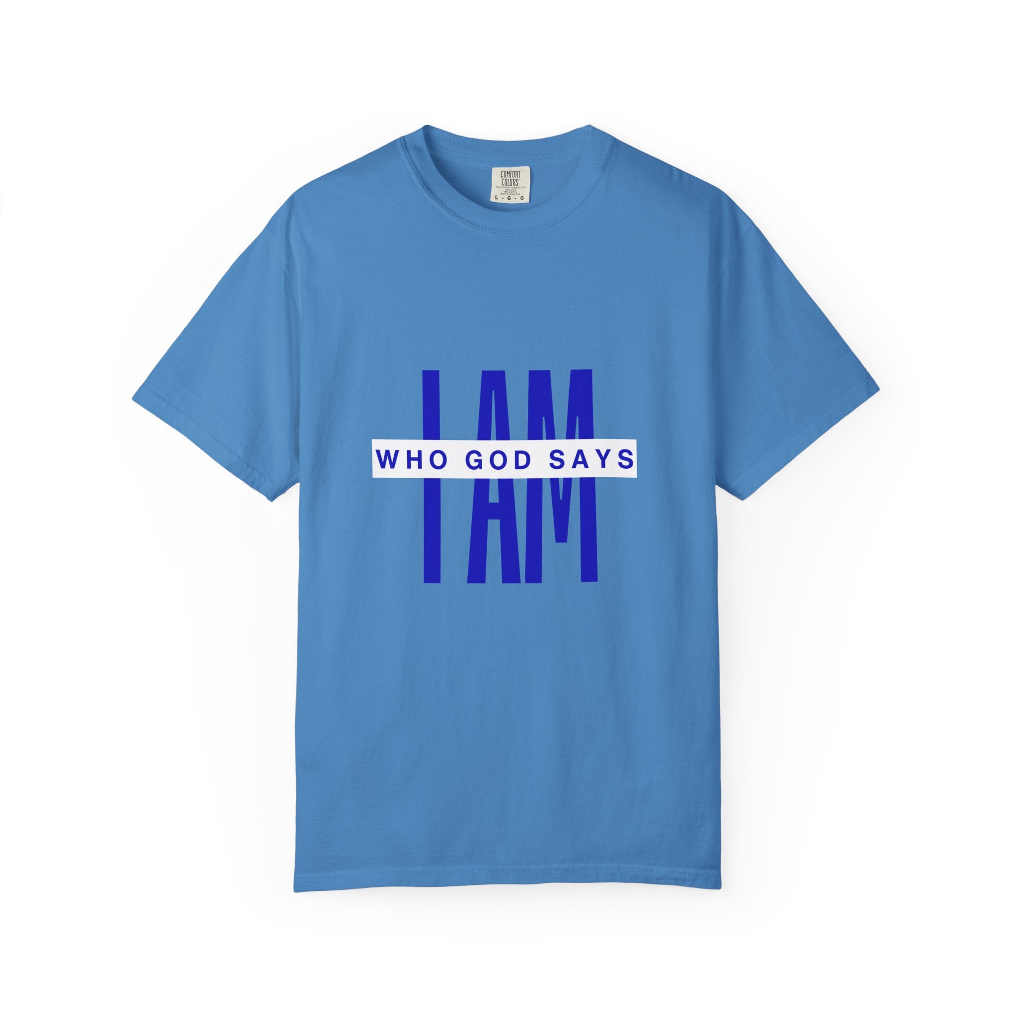 I AM Who God Says I Am T-Shirt | Royal Blue, White