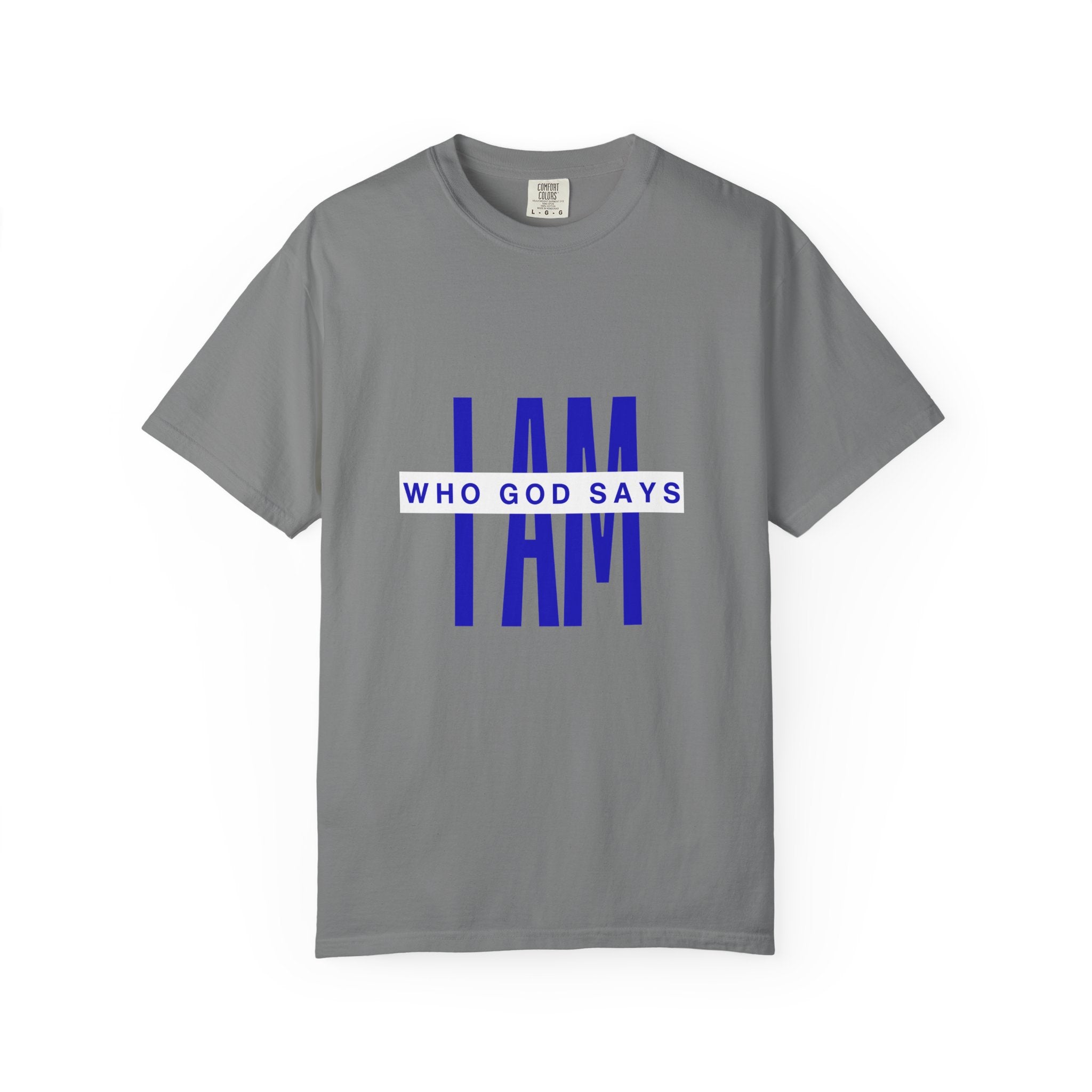 I AM Who God Says I Am T-Shirt | Royal Blue, White