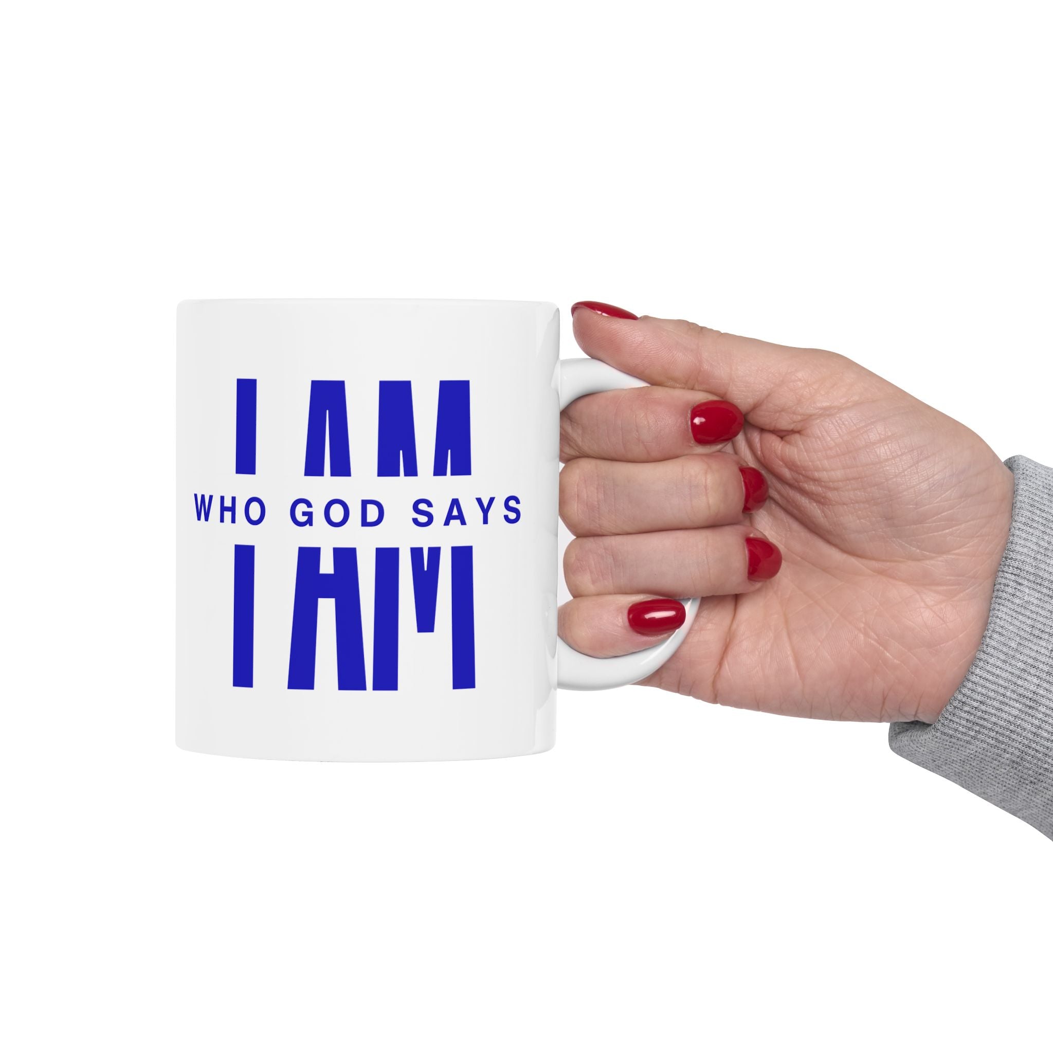 I AM Who God Says I AM - Mug | Royal Blue & White