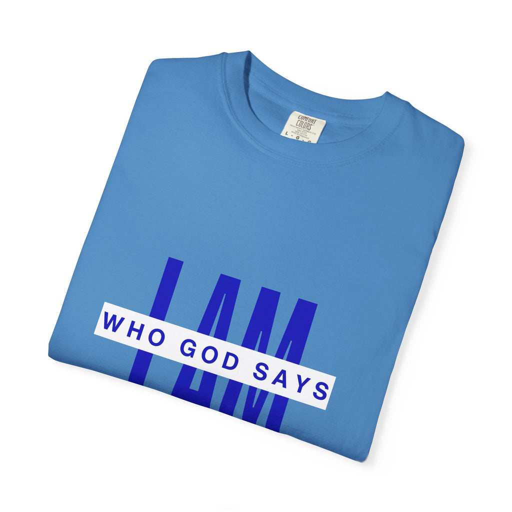 I AM Who God Says I Am T-Shirt | Royal Blue, White